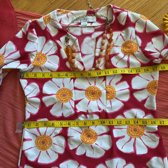 💐LESLEY EVERS; Beautiful & Colorful Floral 3/4 Sleeve Stretchy Dress. Size Sm! - Picture 11 of 15